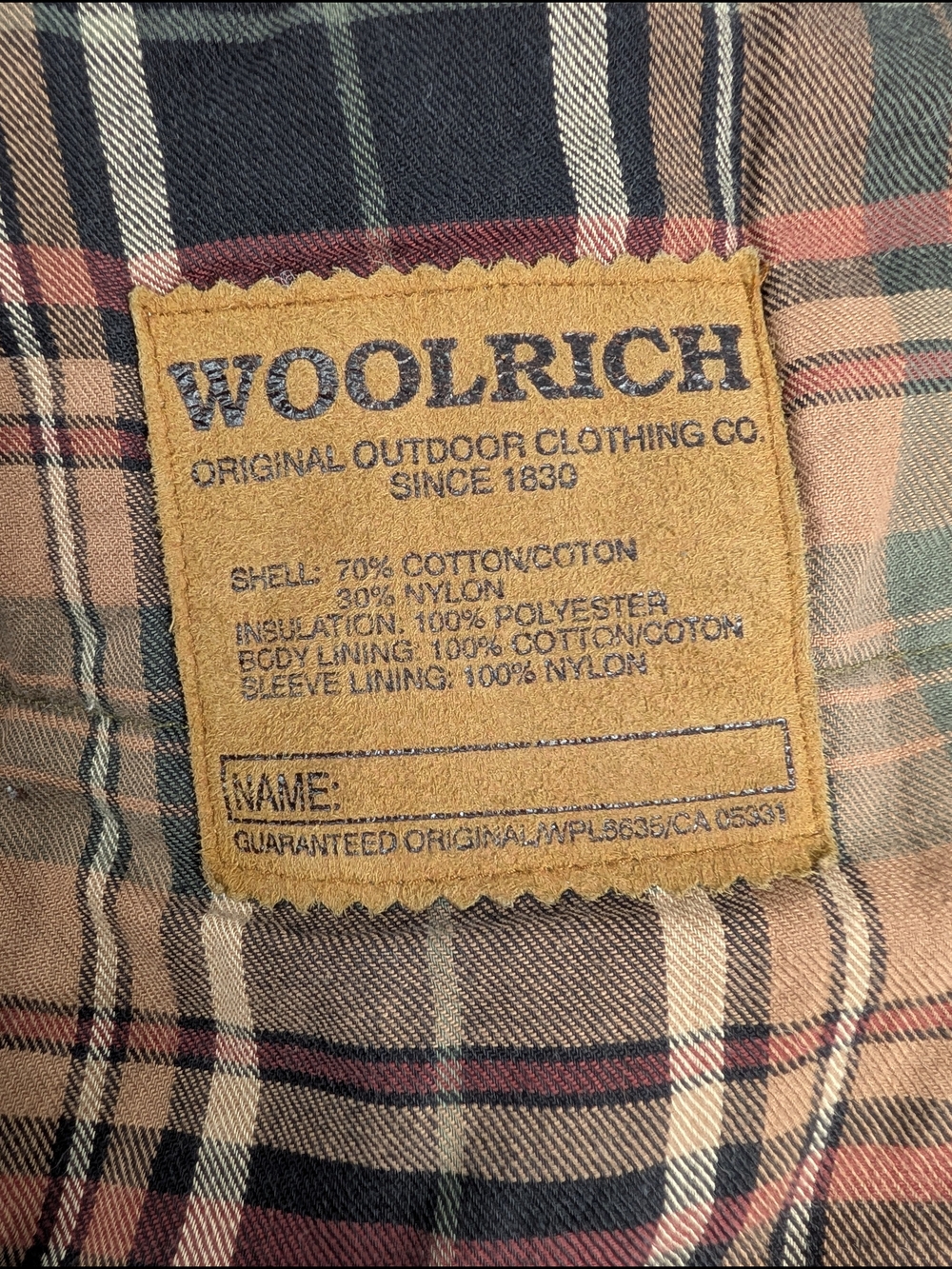 Woolrich Vintage Men’s Medium Field Jacket Tan Cotton Bomber Plaid Lined Coat - Picture 4 of 8